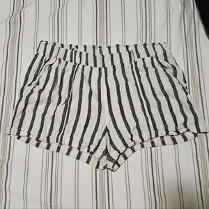 Rewind Black and White Striped High Waist Shorts